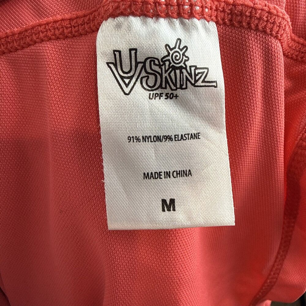 UV Skinz Hooded Swim Shirt M Medium Coral Pink Lace Up UPF 50+ Sun Water Jacket - Picture 7 of 8